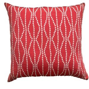 Decorative Pillow Geometric Print Red & White Zip Off w Insert Square 18” x 18”